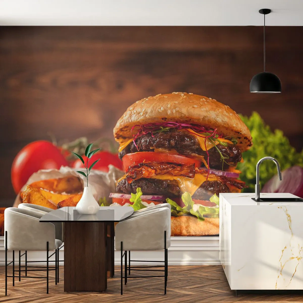 Fototapeta Samoprzylepna Deluxe Sticker - Zakazany owoc - Gastronomia, Hamburger, Burger - 250x175 cm