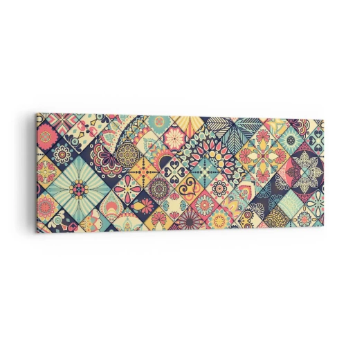 Obraz na płótnie - Kolorowe geometryczne wzory inspirowane stylem marokańskim - 140x50cm - Marokańskie klimaty - Nowoczesna dekoracja ścienna do salonu i sypialni ARTTOR