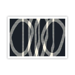 Plakat - Geometryczne linie w jasnych odcieniach na ciemnym tle - 100x70cm - Próba przełamania ciemności - Nowoczesna dekoracja ścienna do salonu i sypialni ARTTOR