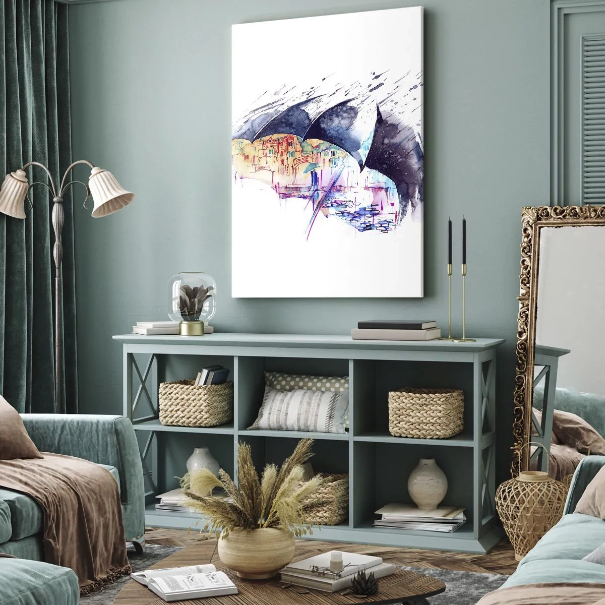 Obraz na płótnie - Spacer w deszczu - 65x120 cm