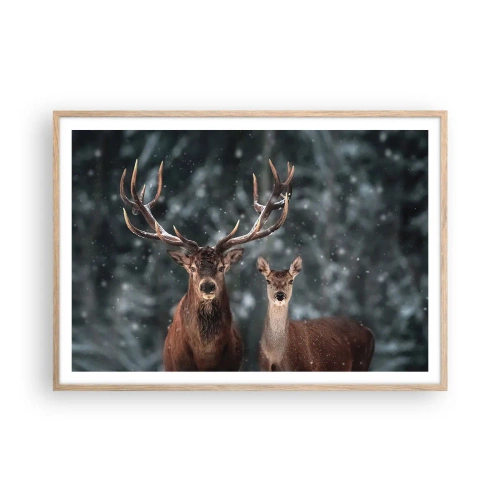 Plakat w ramie jasny dąb - Pan lasu z małżonką - 100x70 cm