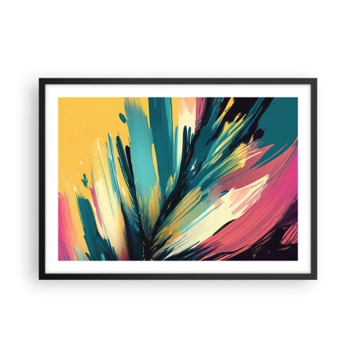 Plakat w czarnej ramie - Abstrakcyjna kompozycja w intensywnych i kontrastowych barwach - 70x50cm - Kompozycja – eksplozja radości - Nowoczesna dekoracja ścienna do salonu i sypialni ARTTOR