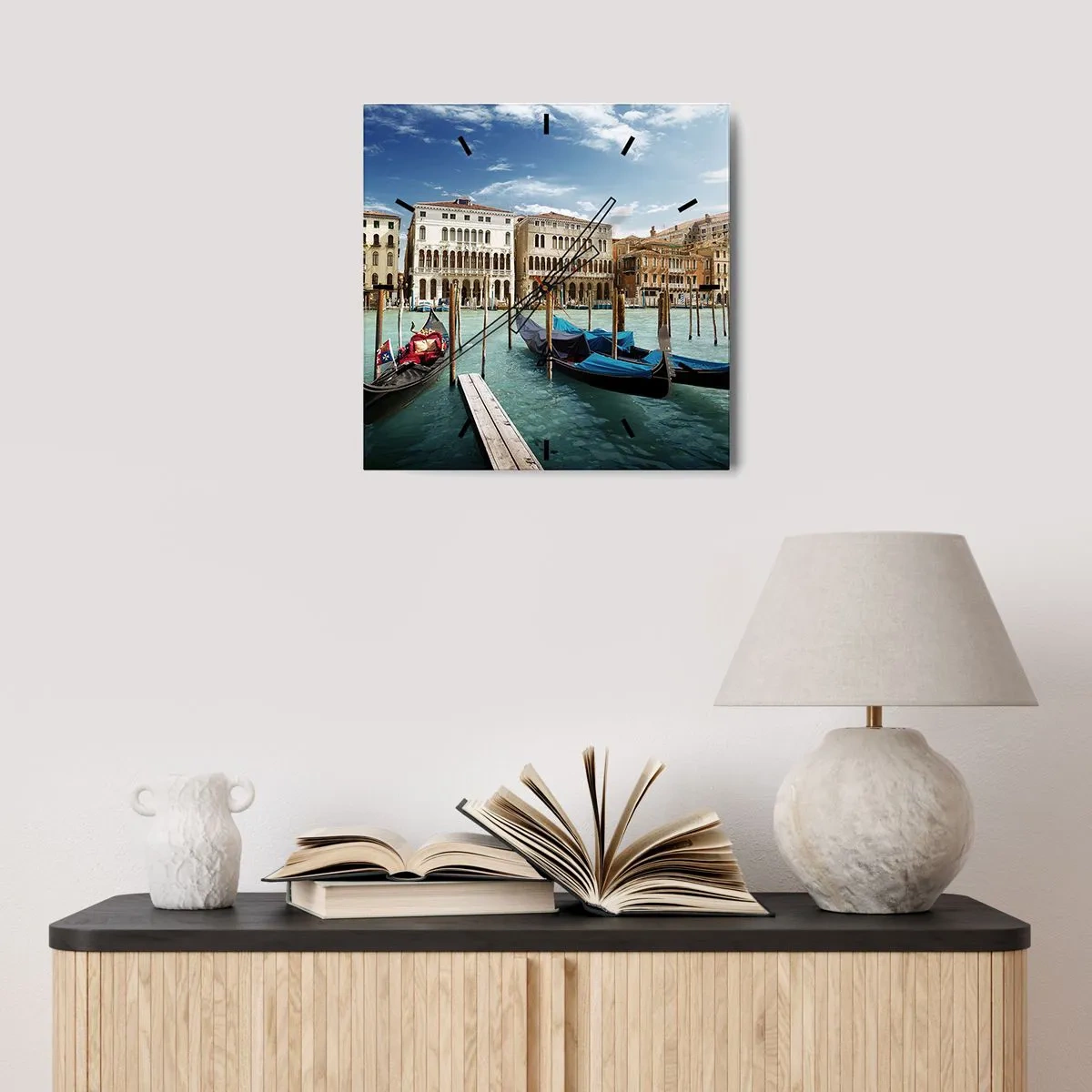 Zegar ścienny - Pałace w błękicie - 40x40 cm