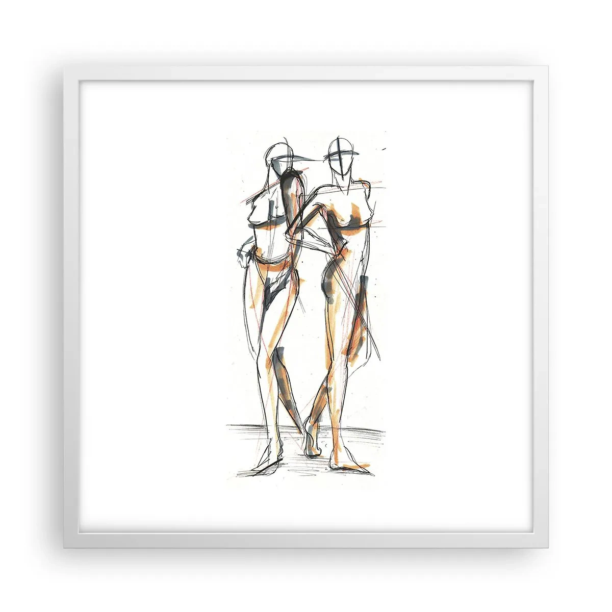 Plakat w białej ramie - Studium wdzięku - 50x50 cm