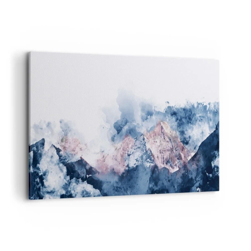 Obraz na płótnie - Akwarelowe góry w pastelowych odcieniach na białym tle - 120x80cm - To są szczyty! - Nowoczesna dekoracja ścienna do salonu, kuchni i sypialni ARTTOR