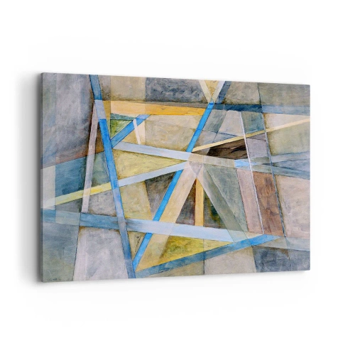 Obraz na płótnie - Geometryczna kompozycja z jasnymi i niebieskimi liniami - 120x80cm - Na wprost czy na skos? - Nowoczesna dekoracja ścienna do salonu, kuchni i sypialni ARTTOR