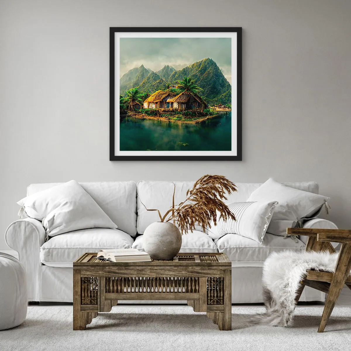 Plakat w czarnej ramie - Tropikalny raj - 40x40 cm