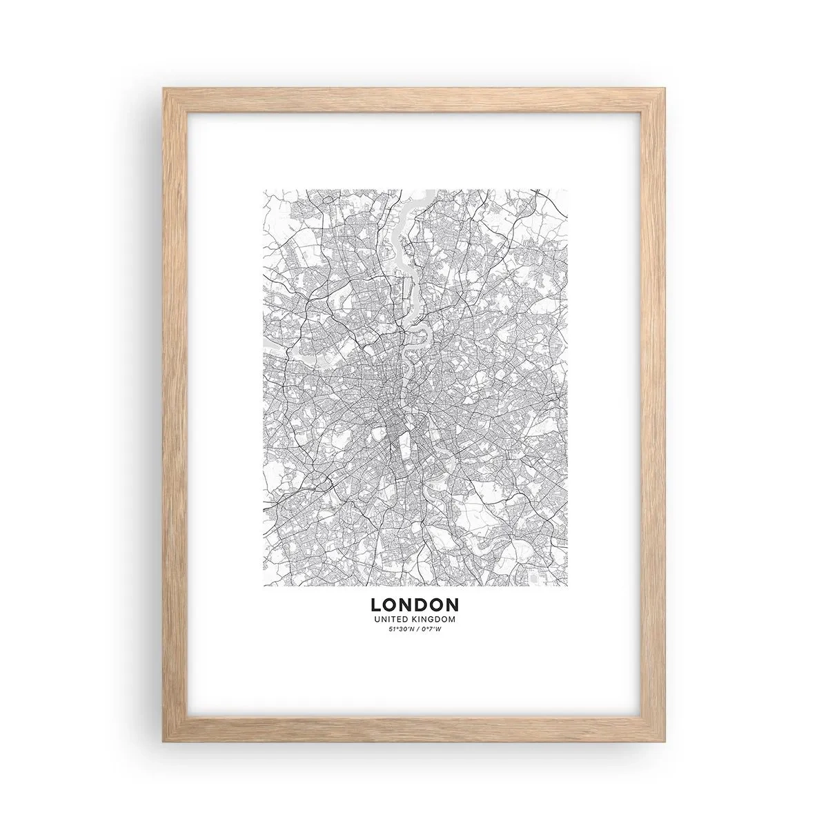 Plakat w ramie jasny dąb - Mapa londyńskiego labiryntu - 30x40 cm