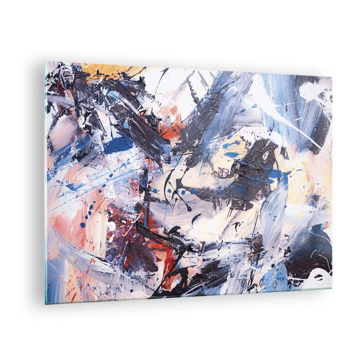 Obraz na szkle - Abstrakcyjne malowidło w intensywnych kolorach - 70x50cm - Szalony taniec abstrakcji - Nowoczesna dekoracja ścienna do salonu i sypialni ARTTOR