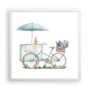 Plakat w białej ramie - Słodkie wspomnienie lata - 60x60 cm