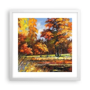 Plakat w białej ramie - Pejzaż w złocie i brązie - 40x40 cm