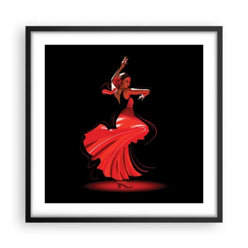 Plakat w czarnej ramie - Ognisty duch flamenco - 50x50 cm