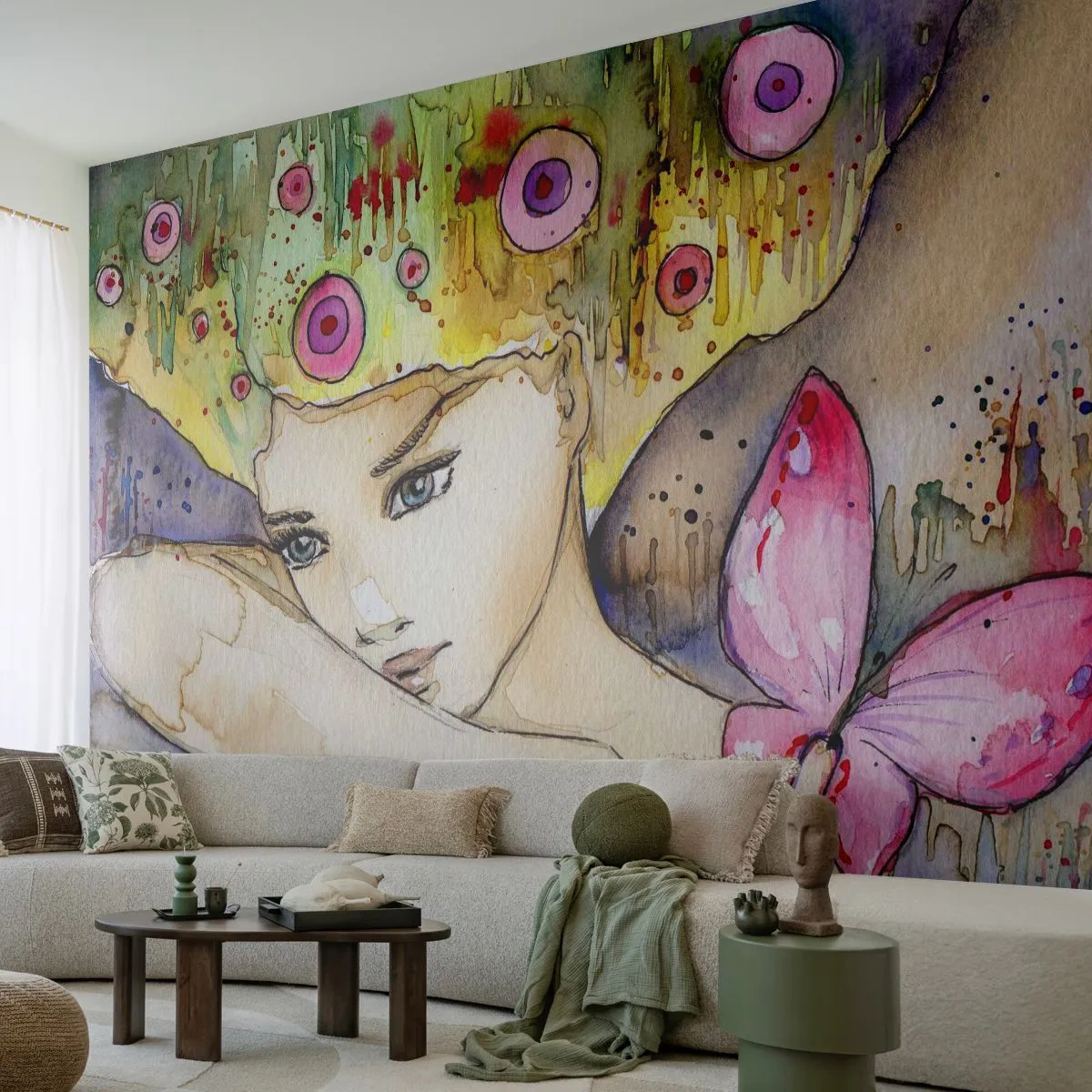 Fototapeta Premium Canvas - Motyla księżniczka - Abstrakcja, Kobieta, Akwarele - 200x140 cm