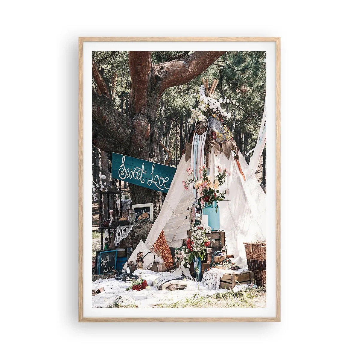 Plakat w ramie jasny dąb - Make love… - 70x100 cm