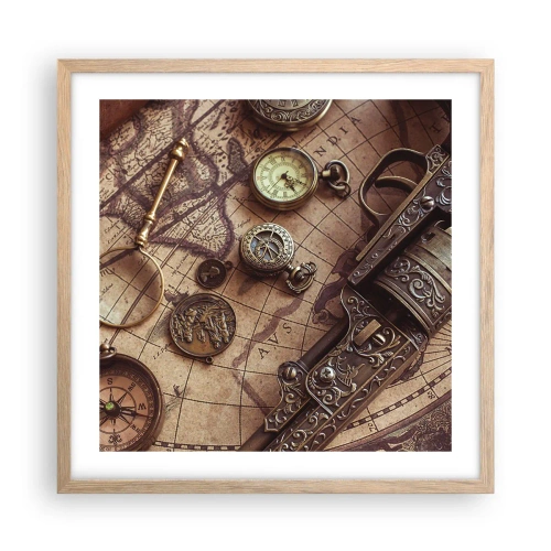 Plakat w ramie jasny dąb - Przygoda wzywa - 50x50 cm