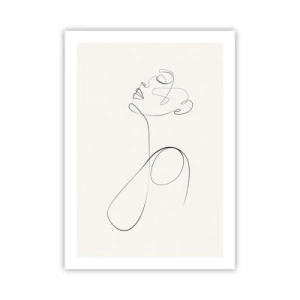 Plakat - Minimalistyczna linia tworząca sylwetkę kobiety - 50x70cm - Zapętlona w marzeniach - Nowoczesna dekoracja ścienna do salonu, kuchni i sypialni ARTTOR