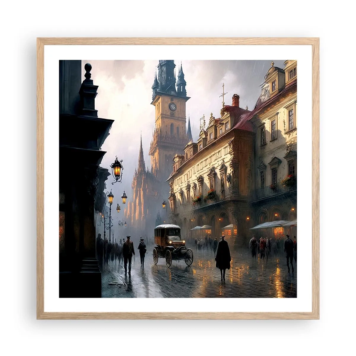 Plakat w ramie jasny dąb - Czar praskiego wieczoru - 60x60 cm