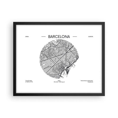 Plakat w czarnej ramie - Anatomia Barcelony - 50x40 cm