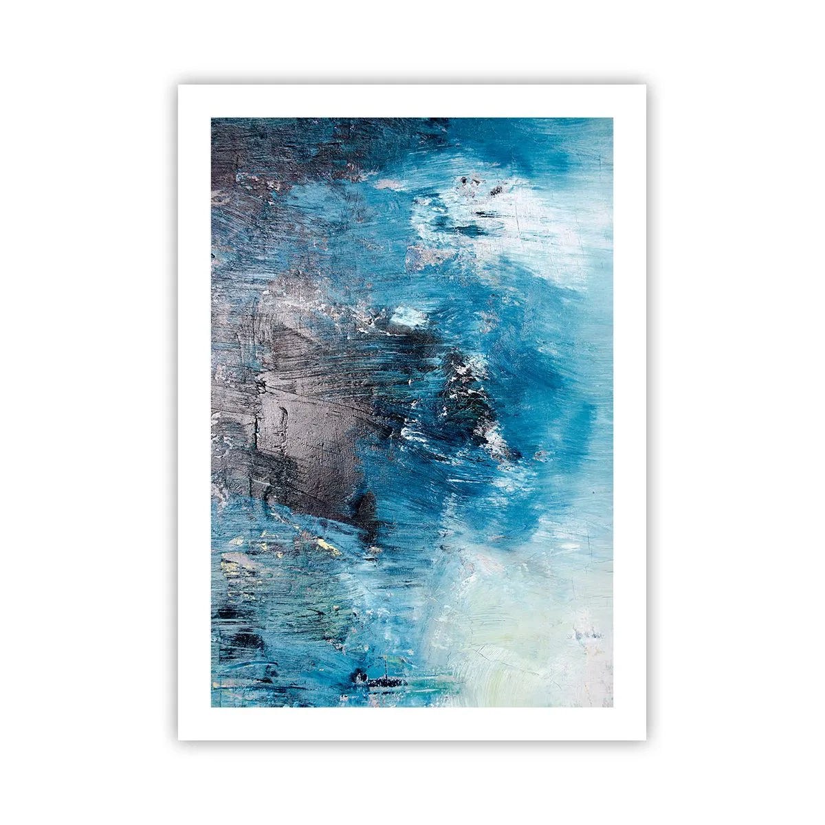 Plakat - Abstrakcyjna kompozycja w odcieniach niebieskiego - 50x70cm - Błękitna rapsodia - Nowoczesna dekoracja ścienna do salonu, kuchni i sypialni ARTTOR