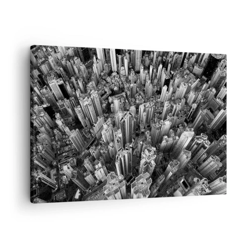 Obraz na płótnie - Czarno-biały widok miasta z lotu ptaka - 70x50cm - Wciąż wyżej i wyżej - Nowoczesna dekoracja ścienna do salonu i sypialni ARTTOR