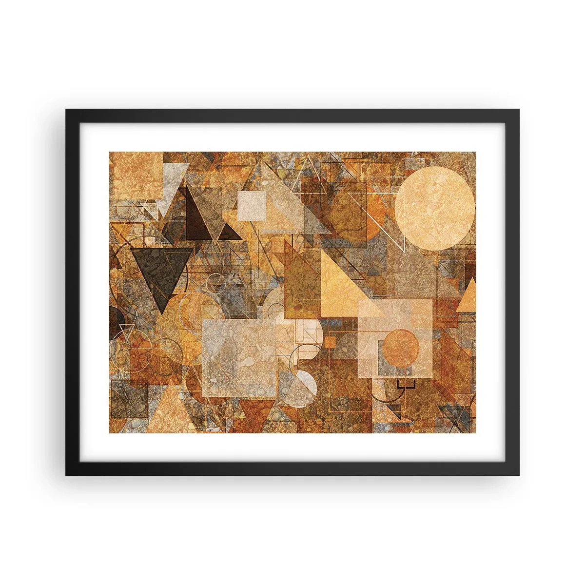Plakat w czarnej ramie - Kubistyczne studium brązu - 50x40 cm