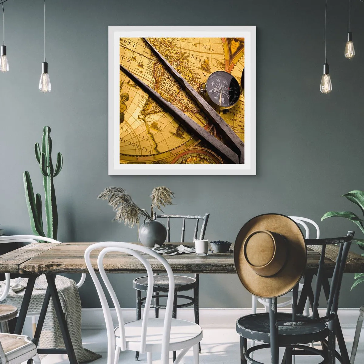 Plakat w białej ramie - Gdze te skarby? - 50x50 cm