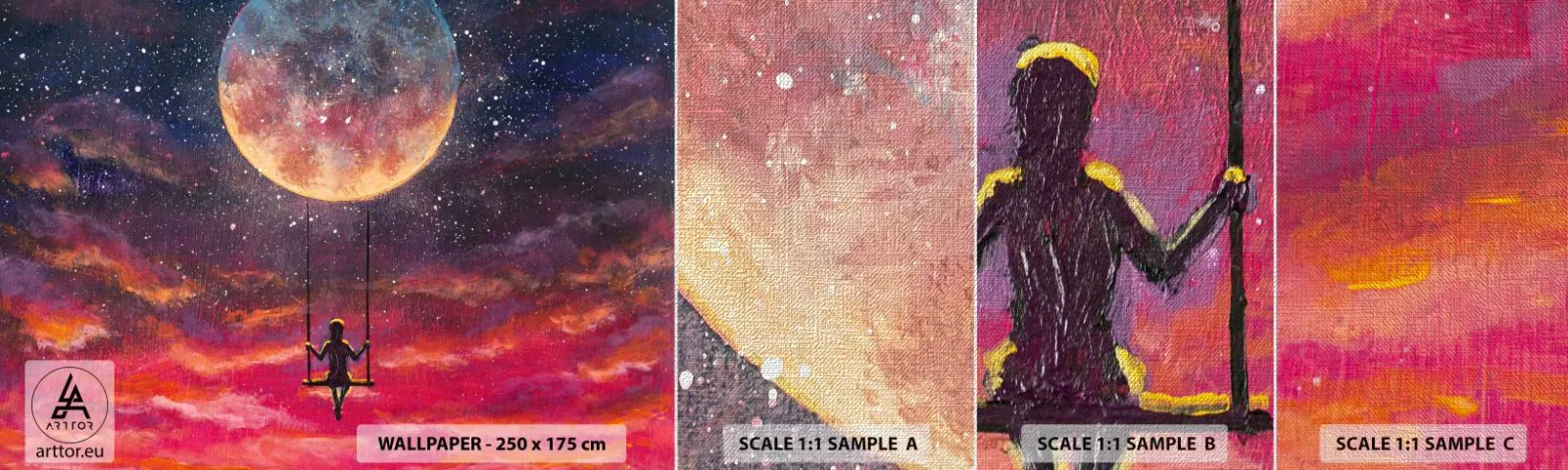 Fototapeta Próbka Premium Canvas - Bujać w obłokach - Abstrakcja, Fantasy, Księżyc - 100x30 cm