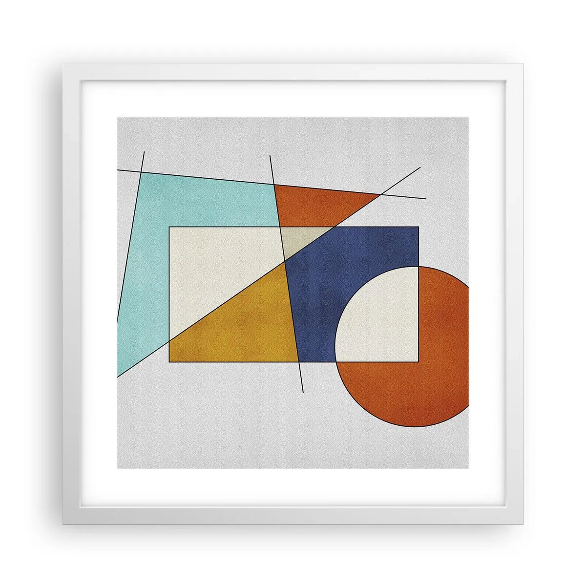 Plakat w białej ramie - Abstrakcja: modernistyczna zabawa - 40x40 cm