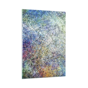 Obraz na szkle - Kolorowa abstrakcja z dynamicznymi liniami - 50x70cm - To nie takie proste - Nowoczesna dekoracja ścienna do salonu, kuchni i sypialni ARTTOR