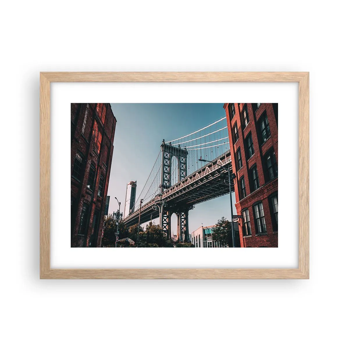 Plakat w ramie jasny dąb - Nad falami miasta - 40x30 cm