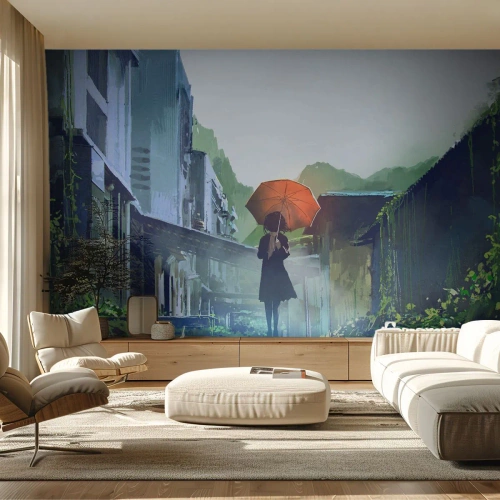 Fototapeta Premium Sand - Ożywczy deszcz - Abstrakcja, Miasto, Architektura - 350x256 cm