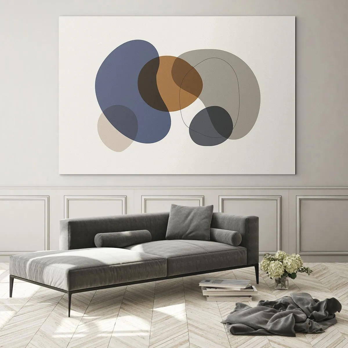 Obraz na szkle - Kolorowe abstrakcyjne plamy w odcieniach granatu i brązu - 70x50cm - Krople barw - Nowoczesna dekoracja ścienna do salonu i sypialni ARTTOR