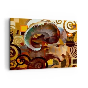 Obraz na płótnie - Symboliczny baran w abstrakcyjnej kompozycji - 100x70cm - Magie - religie - rytuały - Nowoczesna dekoracja ścienna do salonu, kuchni i sypialni ARTTOR