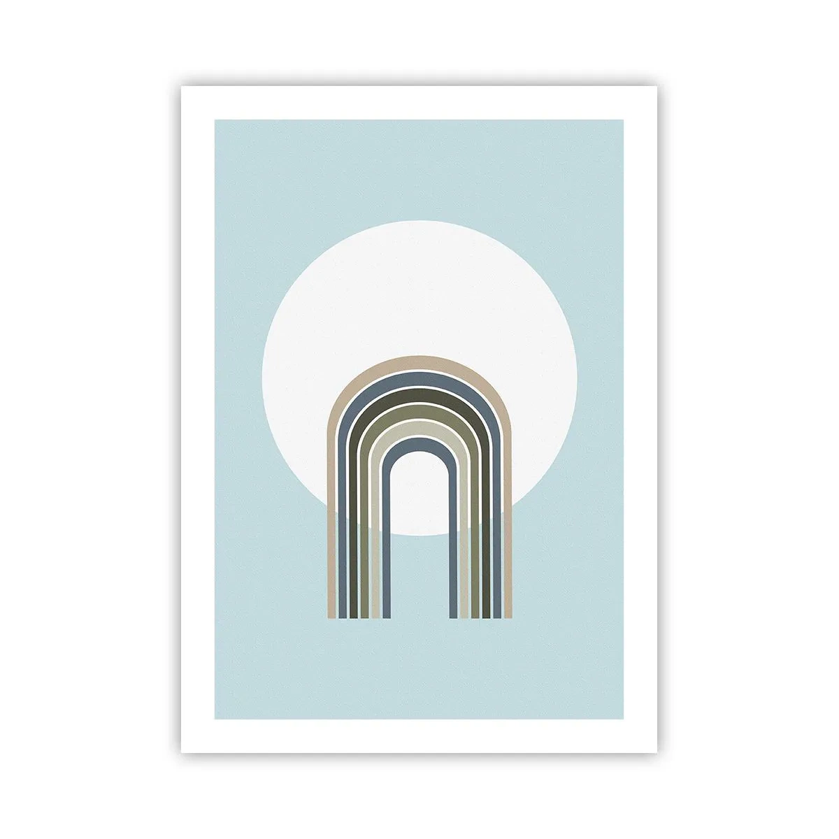 Plakat - Minimalistyczny łuk z pastelowymi odcieniami na tle okręgu - 50x70cm - Nieodparte przyciąganie - Nowoczesna dekoracja ścienna do salonu, kuchni i sypialni ARTTOR