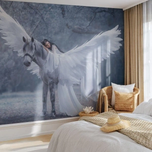 Fototapeta Premium Canvas - Natchniona chwila - Abstrakcja, Koń, Kobieta - 200x140 cm