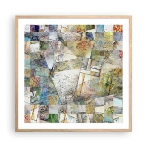 Plakat w ramie jasny dąb - Geometryczne przetasowanie - 60x60 cm