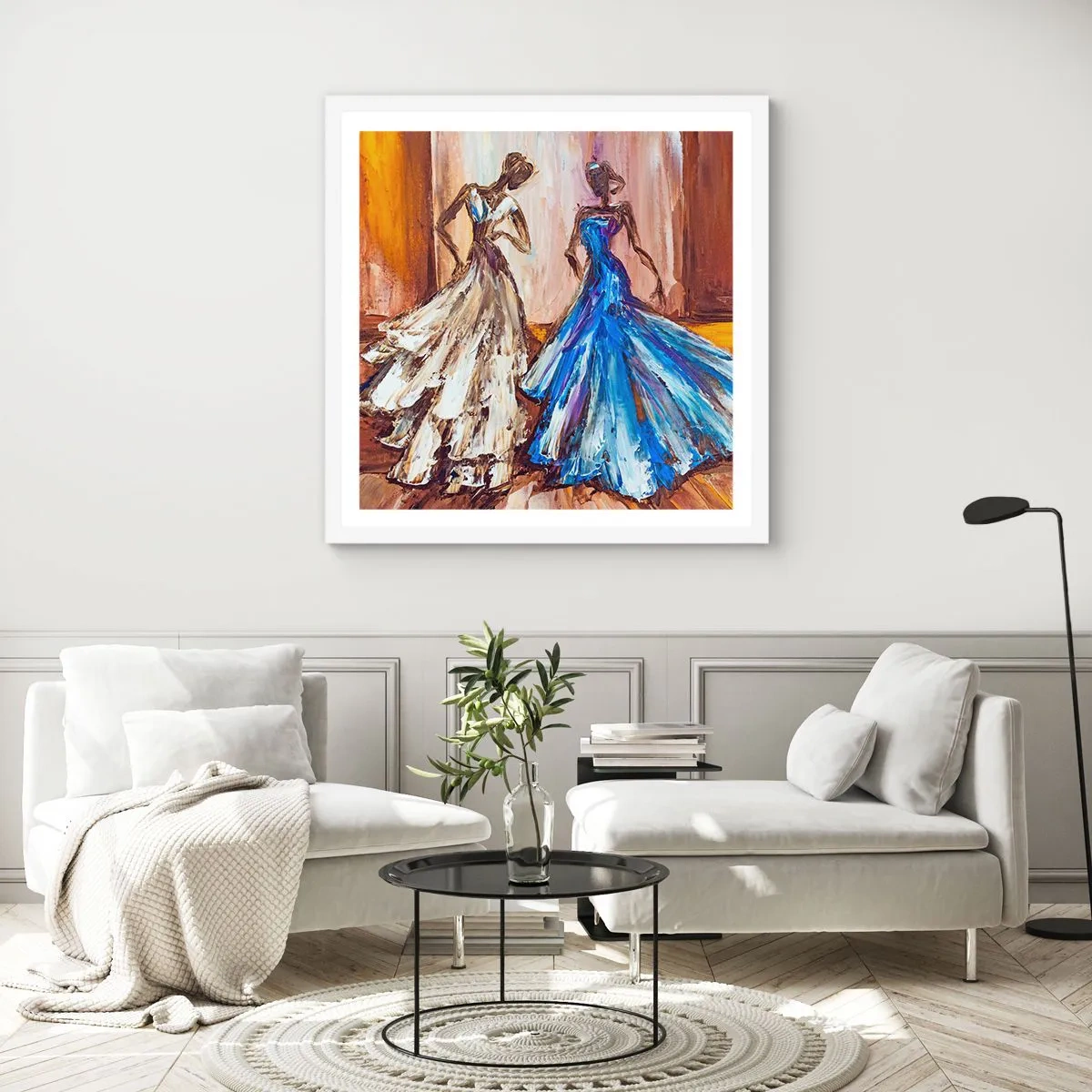 Plakat w białej ramie - Wdzięczny duet - 50x50 cm