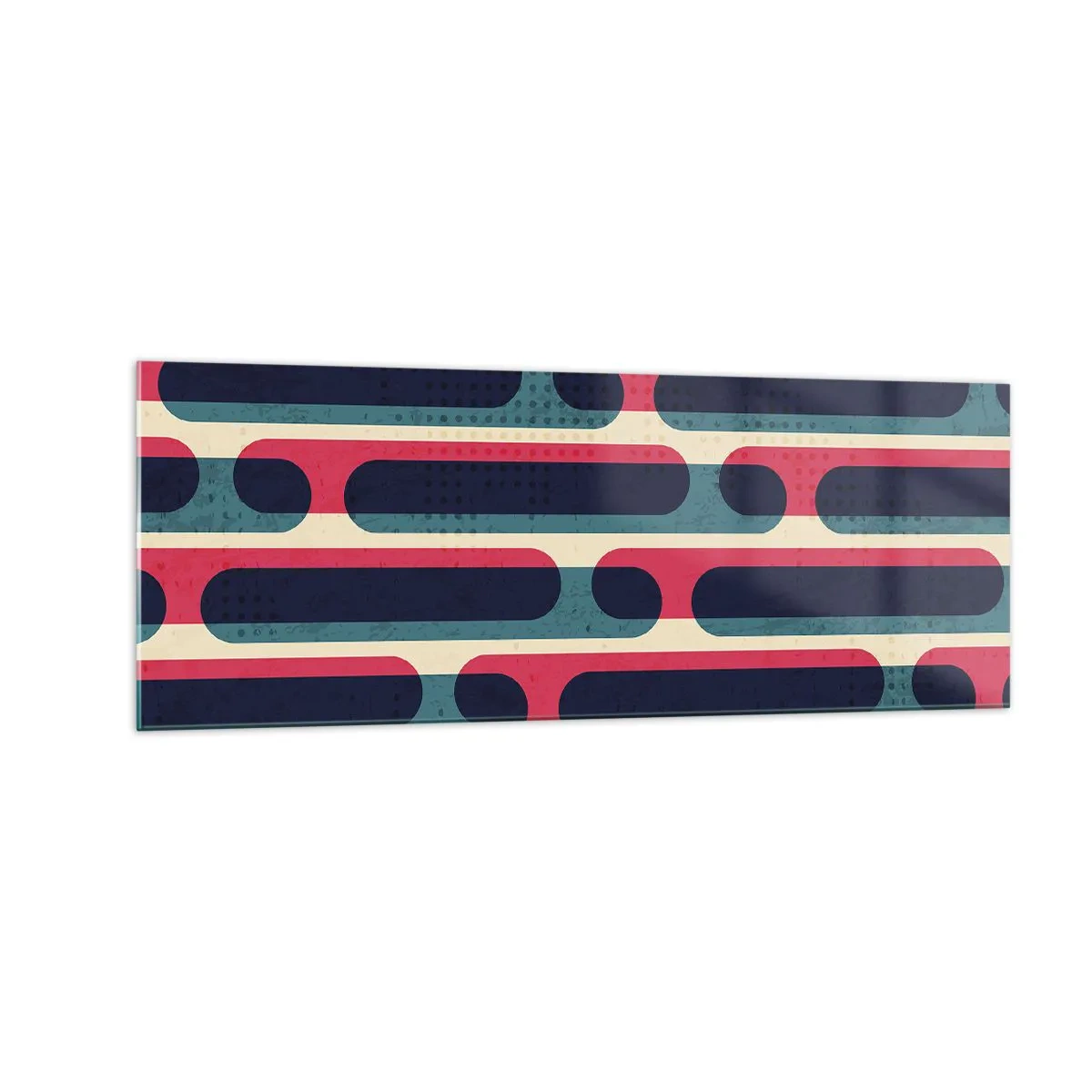 Obraz na szkle - Geometryczny wzór w stylu retro z pastelowymi barwami - 140x50cm - W głąb i do przodu - Nowoczesna dekoracja ścienna do salonu i sypialni ARTTOR