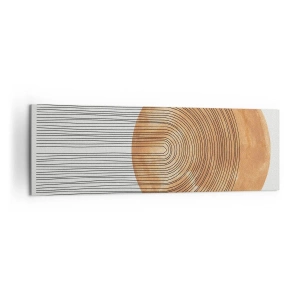 Obraz na płótnie - Geometryczna kompozycja z okręgiem i liniami w ciepłych barwach - 160x50cm - Kompozycja słoneczna - Nowoczesna dekoracja ścienna do salonu i sypialni ARTTOR