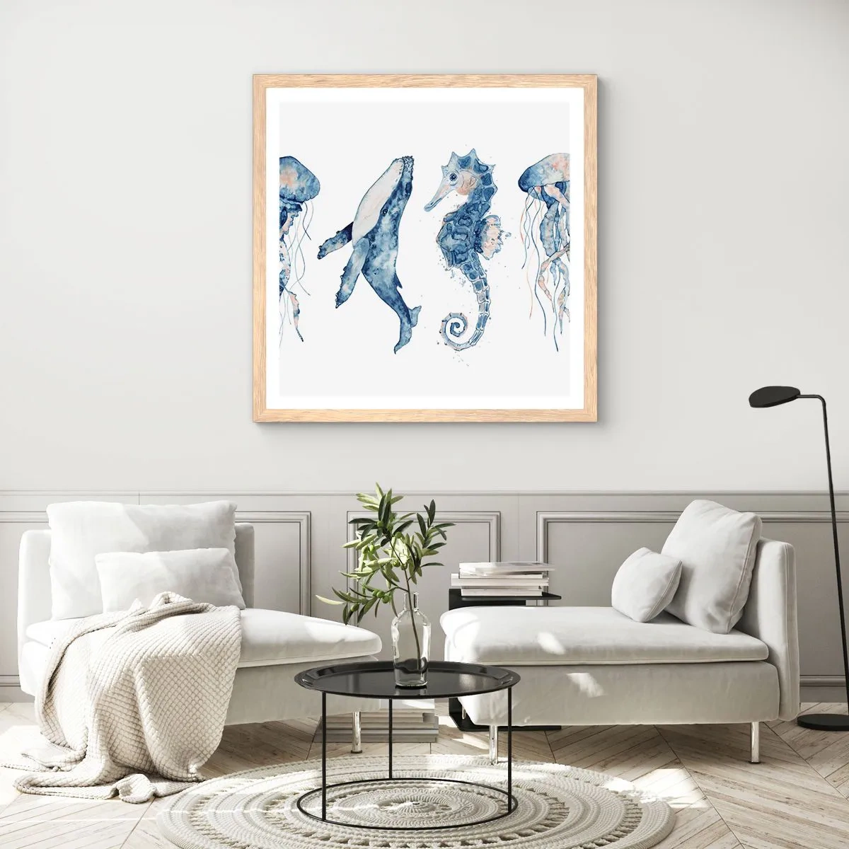 Plakat w ramie jasny dąb - Morskie dziwy - 30x30 cm