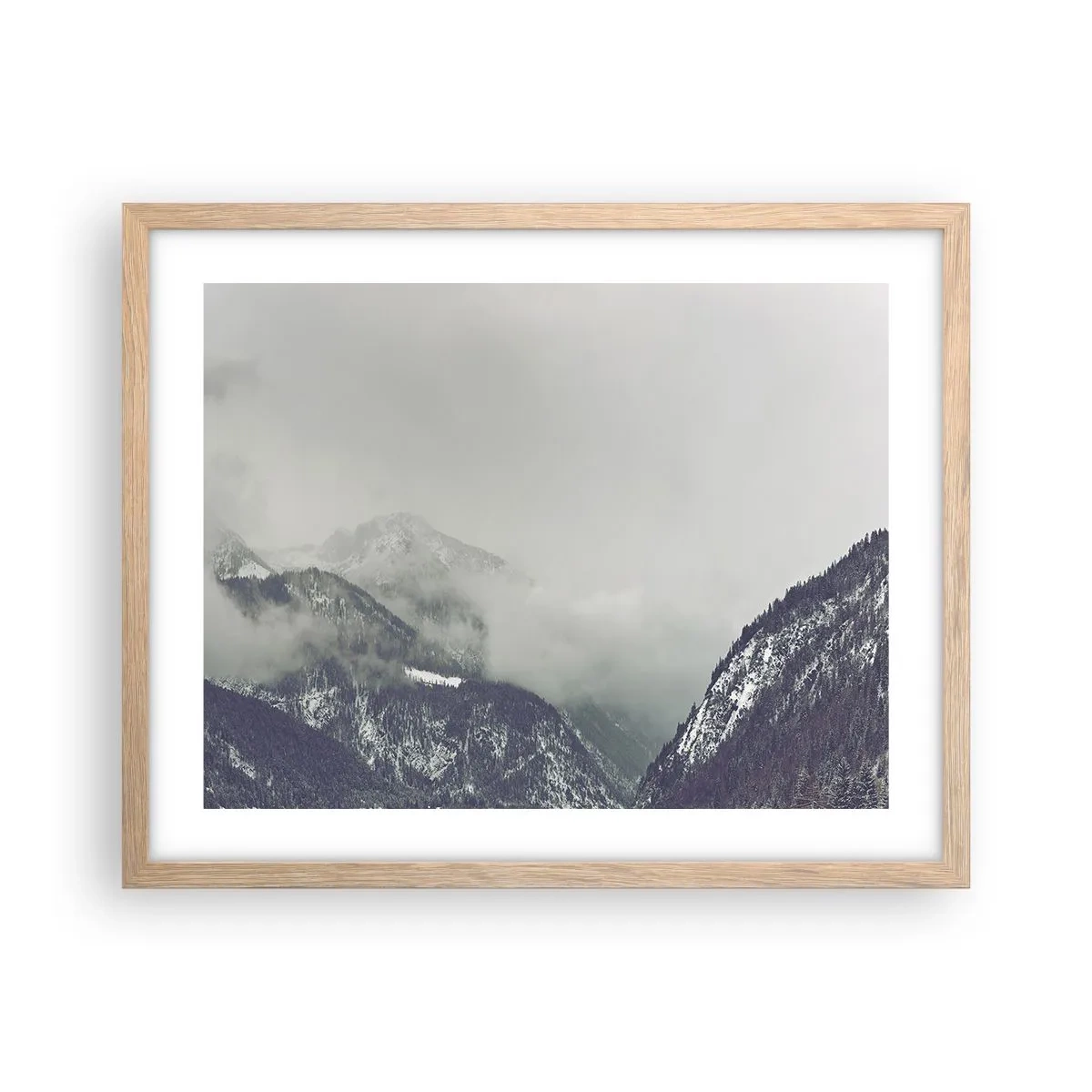 Plakat w ramie jasny dąb - Omglona dolina - 50x40 cm