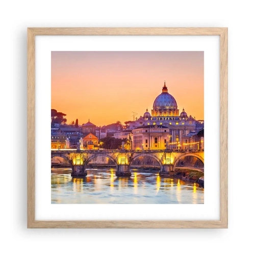 Plakat w ramie jasny dąb - Zmierzch nad Wiecznym Miastem - 40x40 cm