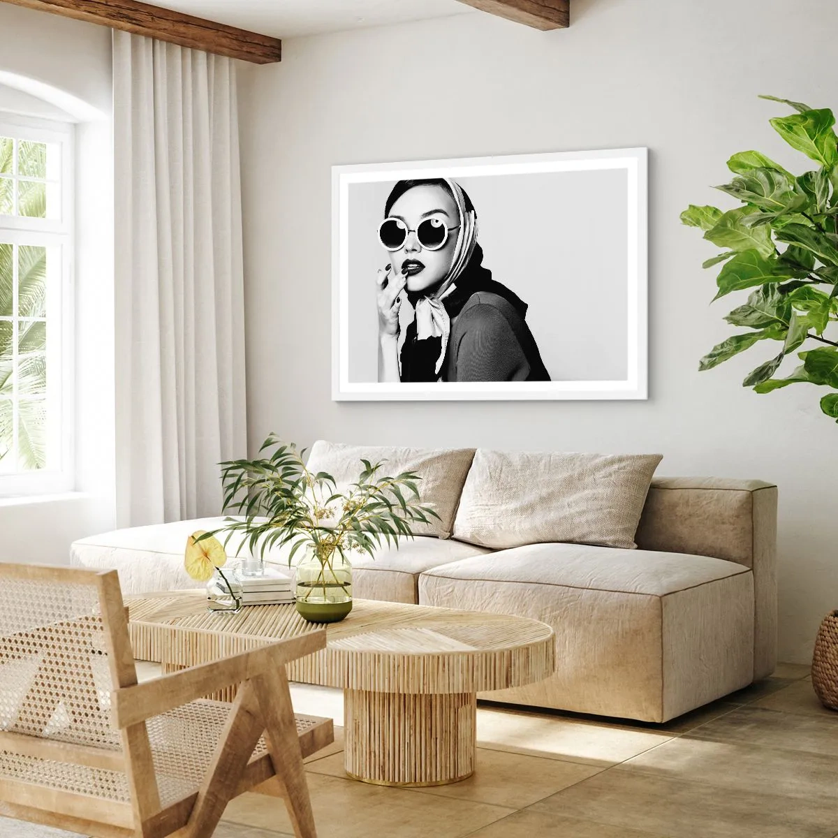 Plakat w białej ramie - Pozdrowienia z lat 60. - 100x70 cm