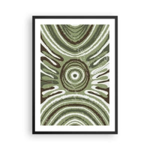 Plakat w czarnej ramie - Symetryczny wzór abstrakcyjny w odcieniach zieleni - 50x70cm - Eksplozja emocji - Nowoczesna dekoracja ścienna do salonu i sypialni ARTTOR