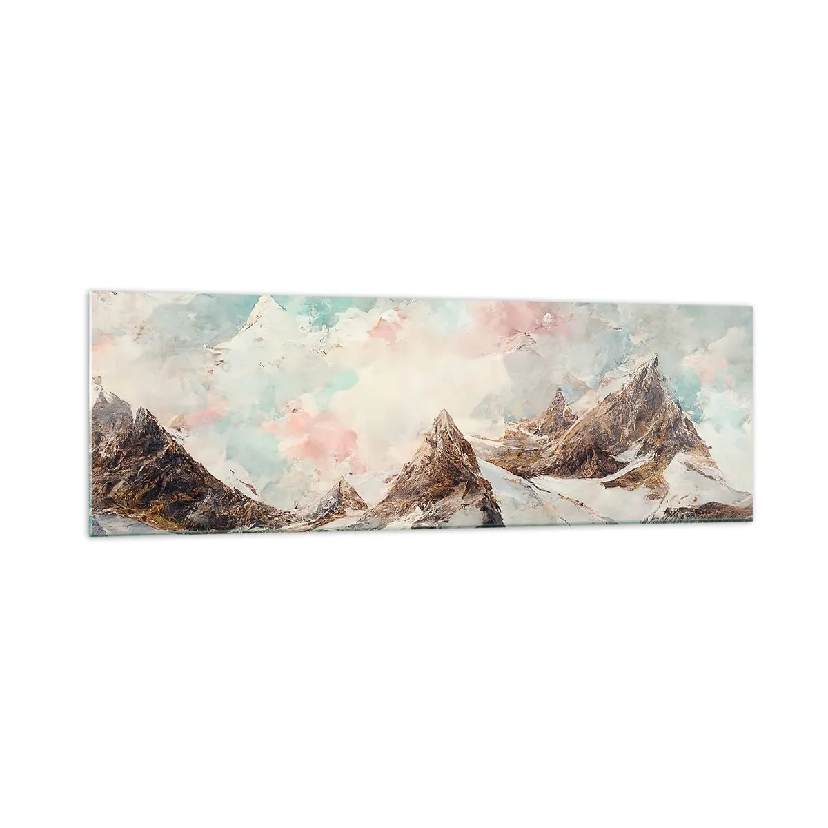 Obraz na szkle - Malownicze góry z pastelowym niebem - 160x50cm - Skalne ostrza - Nowoczesna dekoracja ścienna do salonu i sypialni ARTTOR