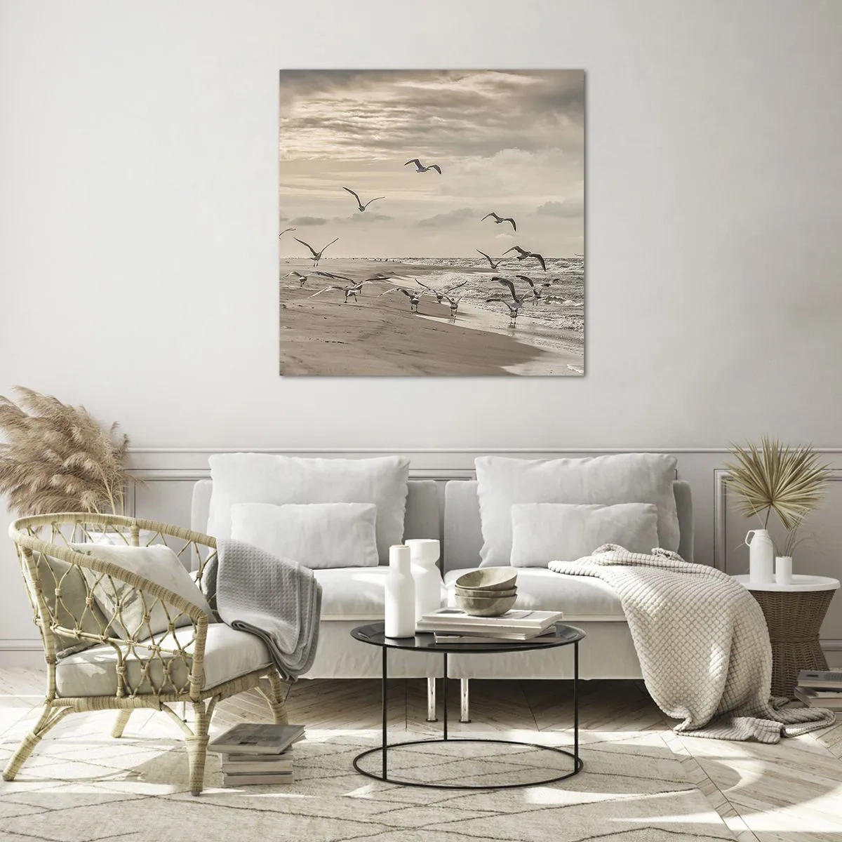 Obraz na szkle - Morza szum, ptaków śpiew - 60x60 cm