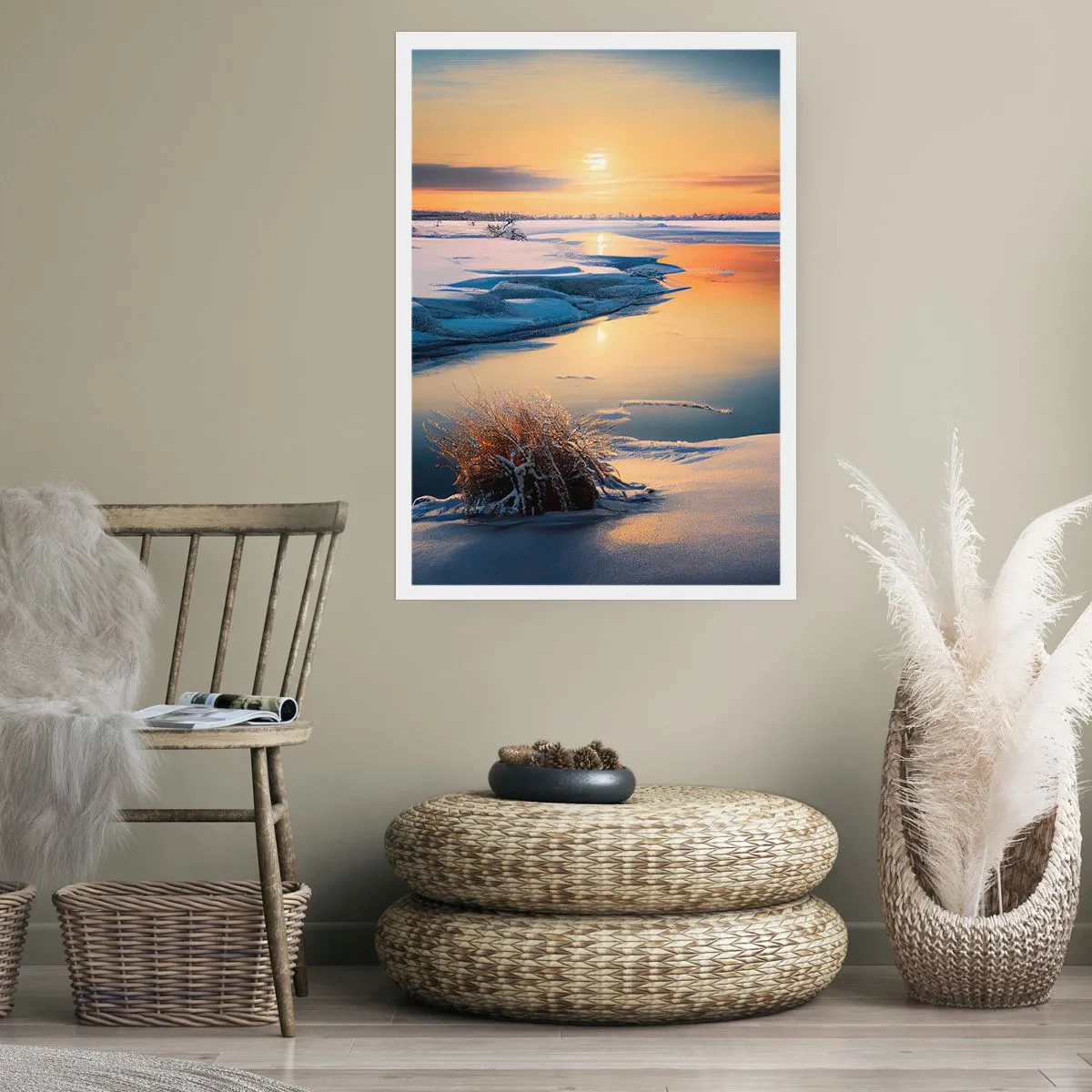 Plakat - Zimowy zachód słońca - 40x50 cm