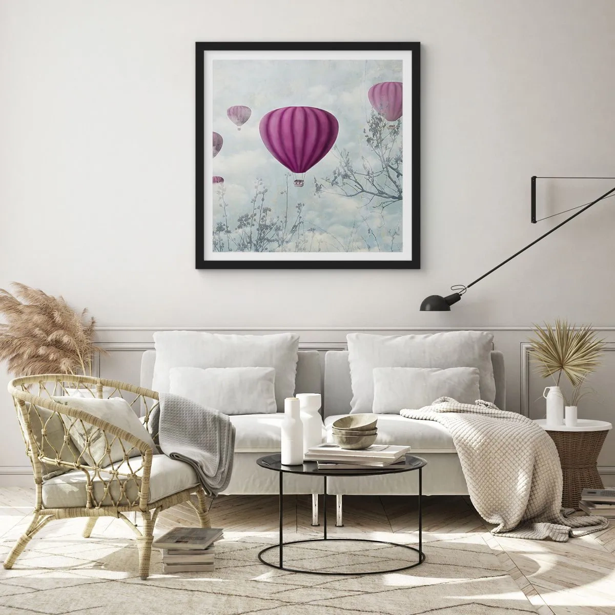 Plakat w czarnej ramie - Jak statki na niebie - 50x50 cm