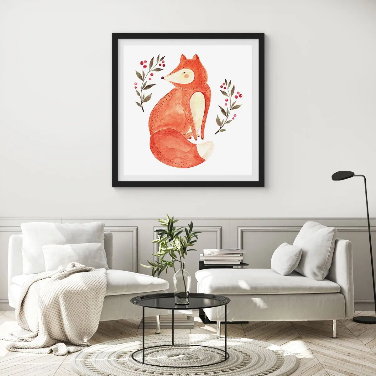 Plakat w czarnej ramie - Mały rudzielec - 50x50 cm