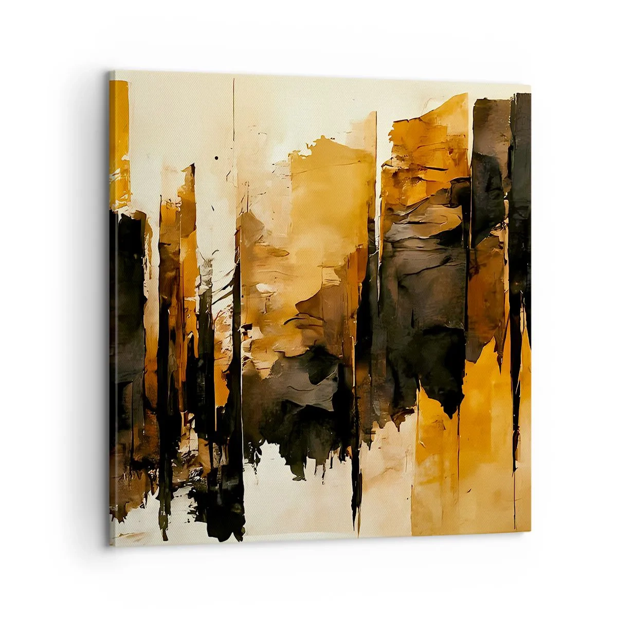 Obraz na płótnie - Harmonia czerni i złota - 60x60 cm